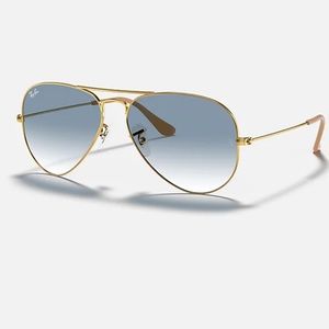 Ray Ban Aviators gold with light blue gradient